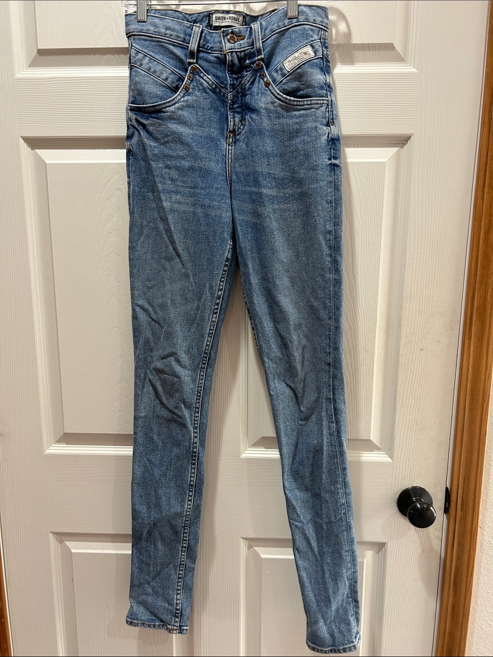 Smith + Rogue Jeans Skinny High-Rise Jeans in Medium Blue